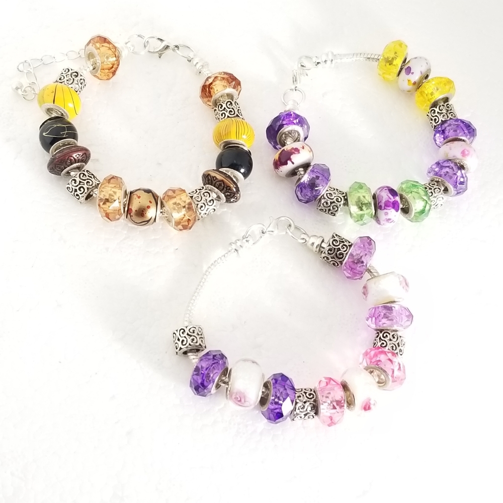 Charm Slider Bead Bracelet Set 3